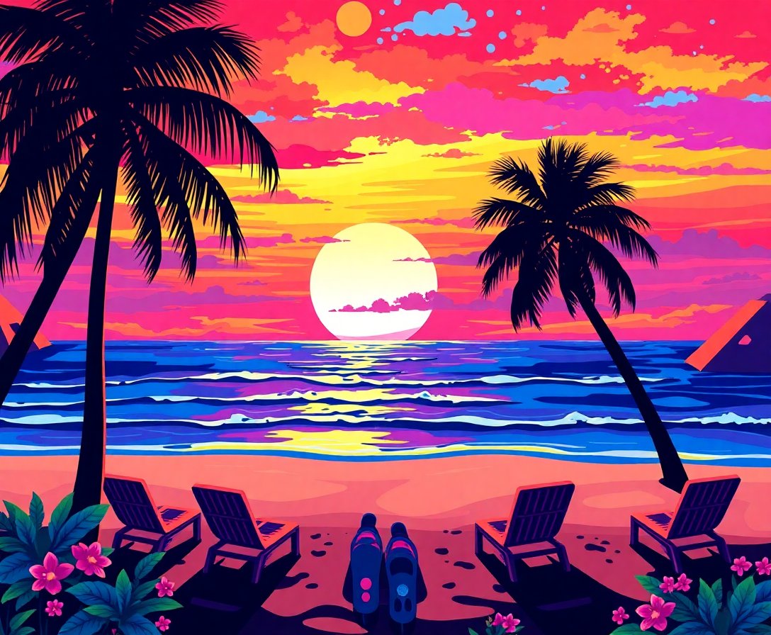 paradise-roller-disco-sunset-paint-by-numbers-kit