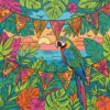 Parrot On Tropical Bunting Paint By Numbers