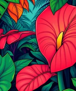 Tropical Monstera Paint Numbers