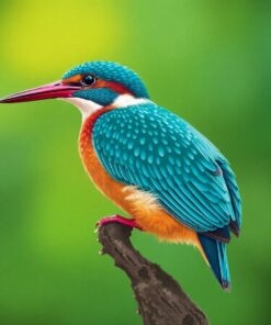 Perched Realistic Woodblock Kingfisher Paint By Numbers
