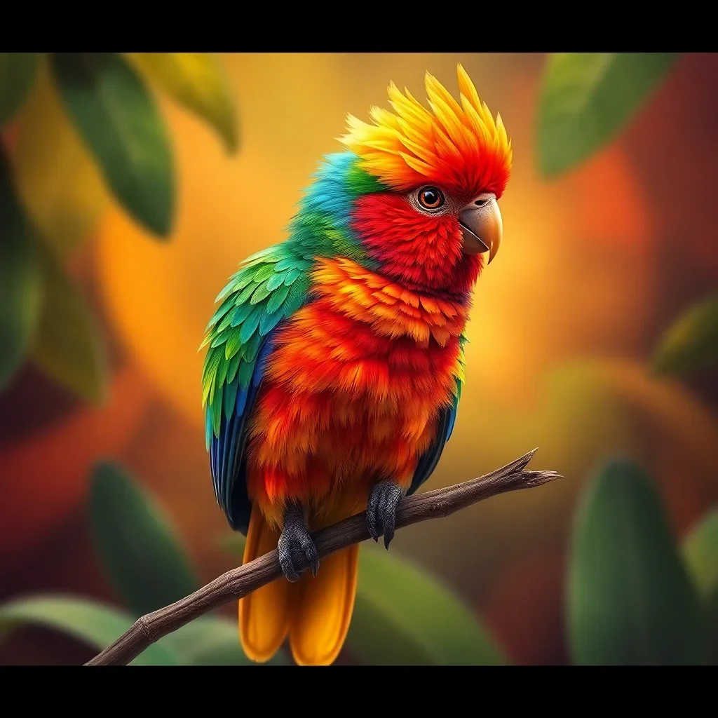 completed artwork display Tropical Farm Bird Paint By Numbers