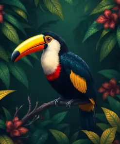 Perched Vintage Jungle Toucan Paint By Numbers
