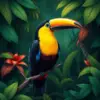 Perched Vintage Jungle Toucan paint by numbers