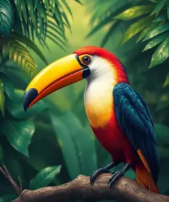 Perched Vintage Jungle Toucan Paint By Numbers