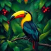 Perched Vintage Jungle Toucan Paint By Numbers