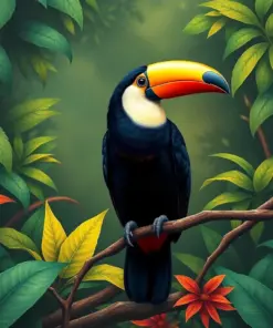 Perched Vintage Jungle Toucan Paint By Numbers
