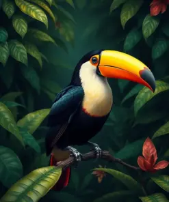 Perched Vintage Jungle Toucan Paint By Numbers