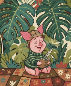 Piglet Under Vintage Monstera Paint By Numbers
