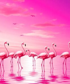 Pink Horizon Flamingo Flock Paint By Numbers