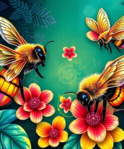 Pinned Tropical Metallic Bees Paint By Numbers