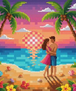 Pixelated Romance Tropical Sand Paint By Numbers