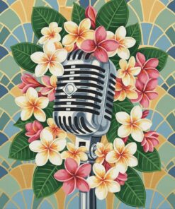 Plumeria Adorned Vintage Mic Paint By Numbers