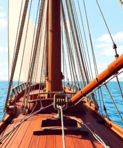 Polished Wooden Sailing Rigging Paint By Numbers