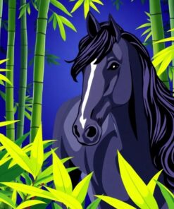 Pony Beneath Tropical Bamboo Paint By Numbers