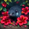 Porcupine Among Fallen Hibiscus Paint By Numbers