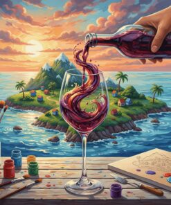 Pouring Realistic Island Wine Paint By Numbers
