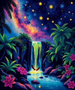 Tropical Waterfall Paint Numbers