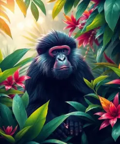 Primate Beneath Tropical Foliage Paint By Numbers