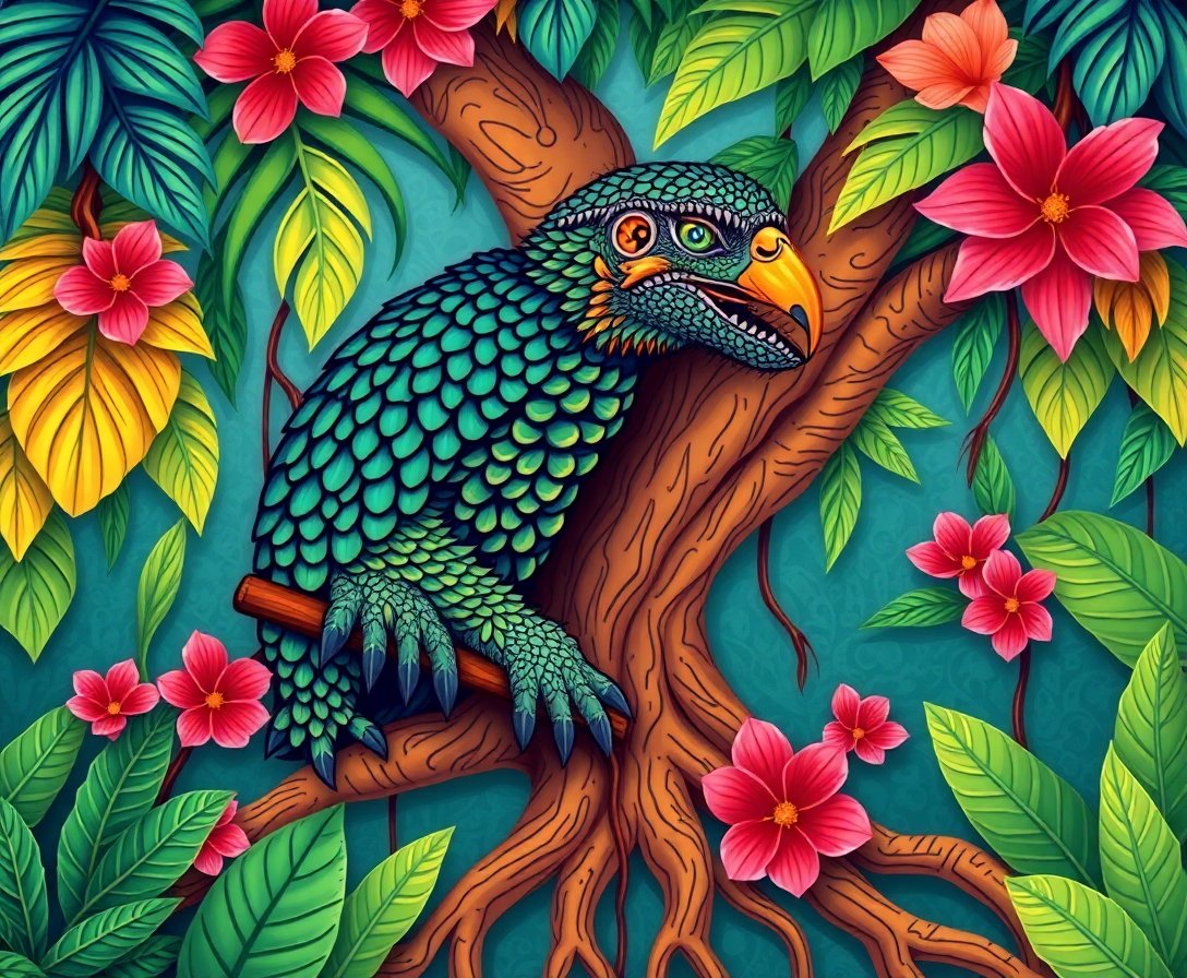 Protector Of Tropical Roots Paint By Numbers Kit completed