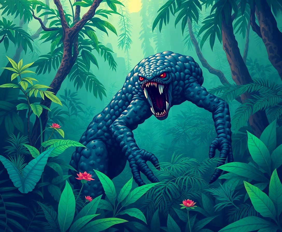 Pursuing The Jungle Cryptid Paint By Numbers Kit completed