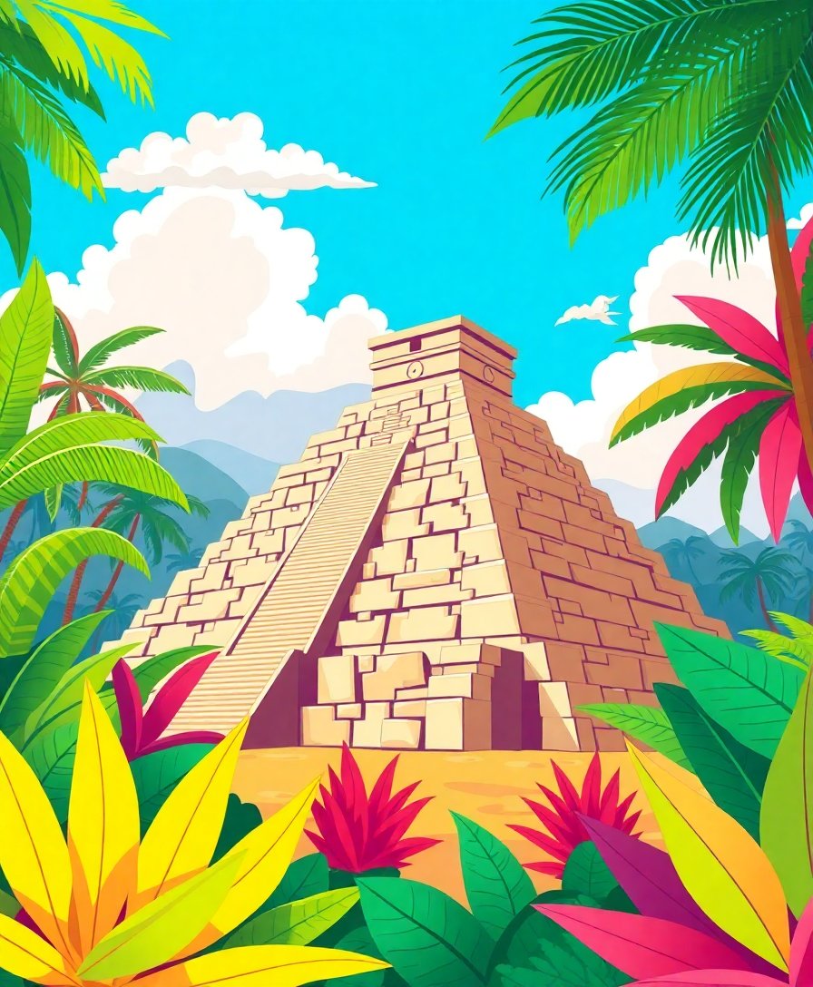 Pyramid Beyond Tropical Fronds Paint By Numbers Kit completed