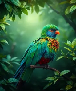 Quetzal In Misty Foliage Paint By Numbers