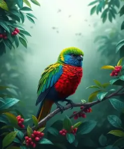 Quetzal In Misty Foliage paint by numbers