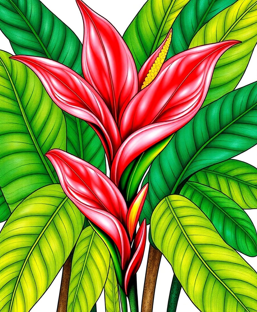 Heliconia Bloom Paint Numbers Heliconia Bloom Paint Numbers