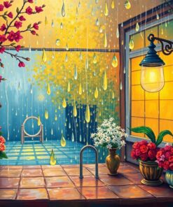 Rain Splashing Antique Glass Paint By Numbers
