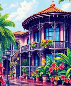 Rain Swept Tropical Ironwork Paint By Numbers