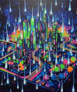 Raindrops On Vintage Neon Paint By Numbers