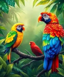Rainforest Birds paint by numbers
