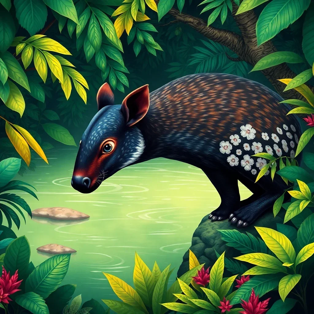 completed artwork display Rainforest Tapir paint by numbers