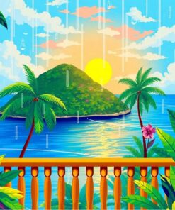 Rainy Island Balcony View Paint By Numbers