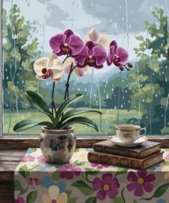 Rainy Vintage Orchid Sill Paint By Numbers