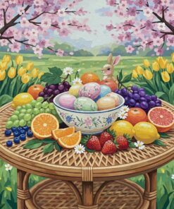 Rattan Table Spring Fruit Paint By Numbers