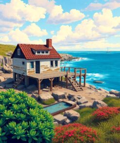 Realistic Abandoned Coastal Roost Paint By Numbers