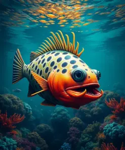 Realistic Abyssal Sunfish Plunge Paint By Numbers