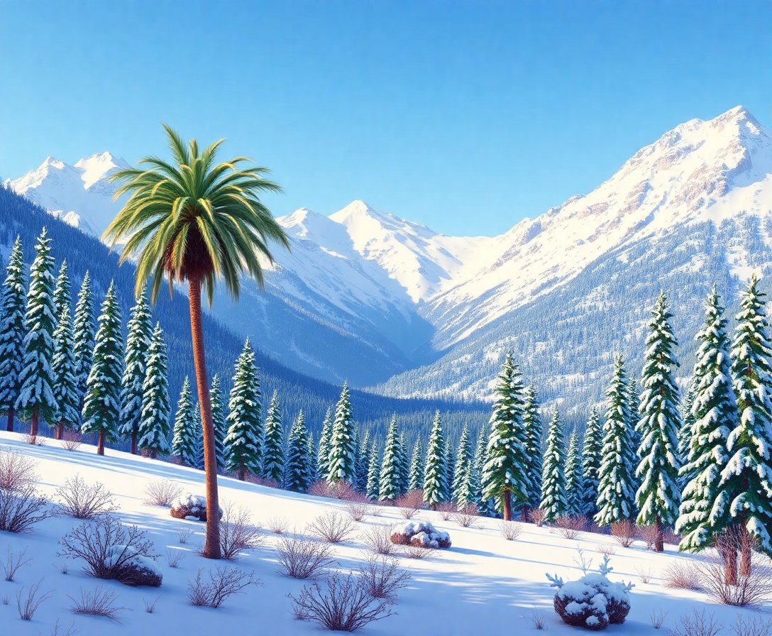 Realistic Alpine Snow Palm Paint By Numbers Kit completed