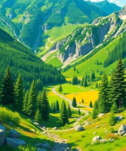 Realistic Alpine Valley Greenery Paint By Numbers