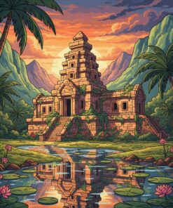 Realistic Ancient Temple Art Paint By Numbers