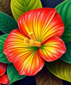 Realistic Anthurium Floral Ring Paint By Numbers