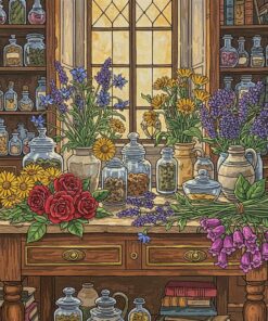 Realistic Antique Apothecary Blooms Paint By Numbers