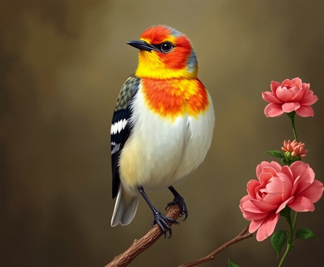 Realistic Antique Bunting Portrait Paint By Numbers Kit completed