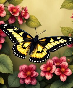 Realistic Antique Foliage Swallowtail Paint By Numbers