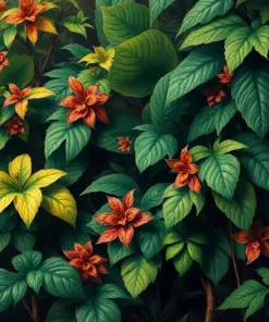 Realistic Antique Jungle Foliage Paint By Numbers