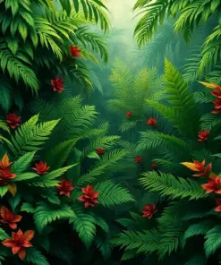 Realistic Antique Jungle Foliage paint by numbers