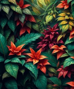 Realistic Antique Jungle Foliage Paint By Numbers