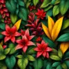 Realistic Antique Jungle Foliage Paint By Numbers
