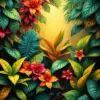 Realistic Antique Jungle Foliage paint by numbers